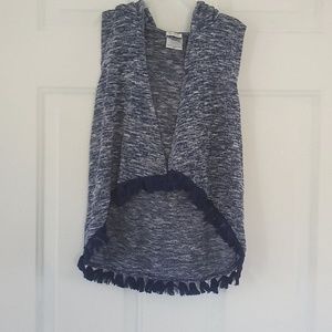 Blue and white hooded vest girls size 6/6x